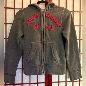 Abercrombie & Fitch Gray Red Logo Hoodie